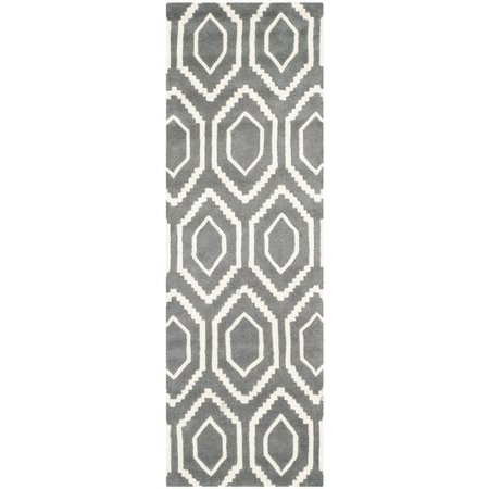 SAFAVIEH Chatham Hand Tufted Runner Rug, Dark Grey and Ivory - 2 ft.-3 in. x 7 ft. CHT731D-27